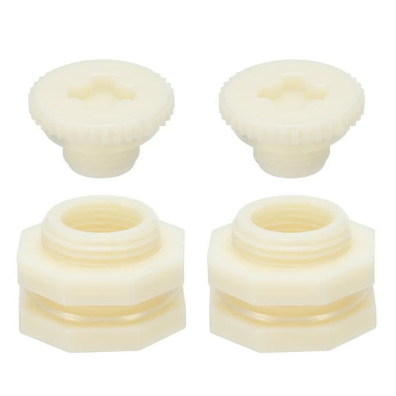Uxcell 2pcs ABS Bulkhead Fitting G 1/2 Threaded Bulkhead Water Tank Connector, White