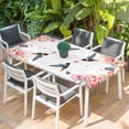 thumbnail image 2 of Pink Flower Table Cloths for 6 Foot Rectangle Tables, Spring Floral Butterflies Birds Farmhouse Patio Waterproof Elastic Fitted Tablecloths, Washable Rectangular Table Cover for Camping, 2 of 8