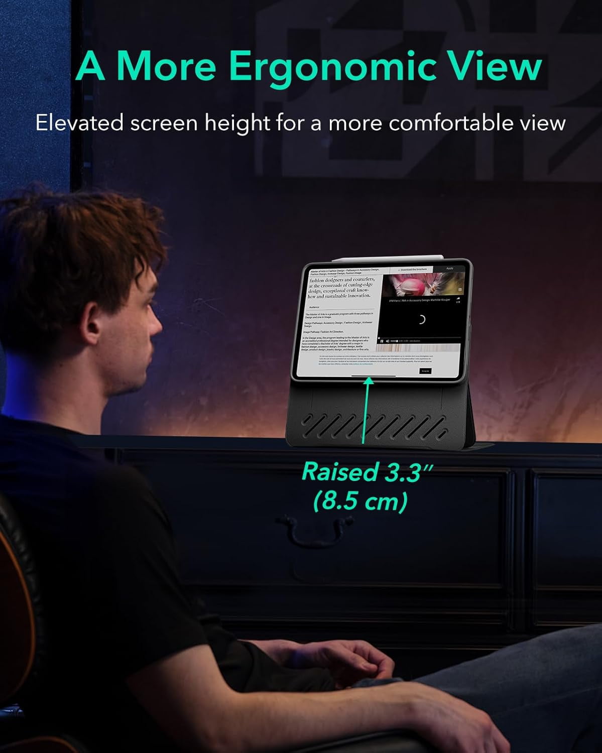 ESR Case Compatible with iPad Air 11 Inch M4/M3/M2 (2026-2024) & 5th/4th Gen 10.9 Inch (2022/2020), Removable Magnetic Cover with Adjustable Stand, 9 Angles & Raised Display View, Black