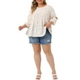 thumbnail image 2 of Agnes Orinda Plus Size Top for Women 3/4 Sleeve Cut Out Floral Blouses 4X White Red, 2 of 5