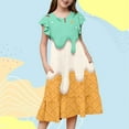 thumbnail image 2 of Tisuna Girls Summer Dress Ice Cream Print Short Sleeve Crew Neck Dresses Breathable Casual Little Girls Big Kids Holiday Casual Wear Mint Green Size 14-15 Years, 2 of 5