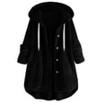 thumbnail image 1 of WEIYLL Fleece Jacket Women Solid Color Hooded Long Sleeve Buttons Pockets Cardigan Black Fall Clothes Size L, 1 of 4