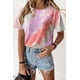 thumbnail image 2 of Camiseta de mujer Cuello redondo Manga corta Tie-dye Printed Casual Top, Wine Red, M sidaley AP000470-10, 2 of 7