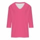 thumbnail image 4 of ICHUANYI Clearance Women's Fashion Solid Color Loose T-shirt 3/4 Sleeves Blouse V-Neck Casual Tops(Hot Pink, M) ICHUANYI WER2023081110608, 4 of 5