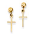 thumbnail image 1 of 14K Yellow Gold Polished Cross Dangle Post Earrings, 1 of 2