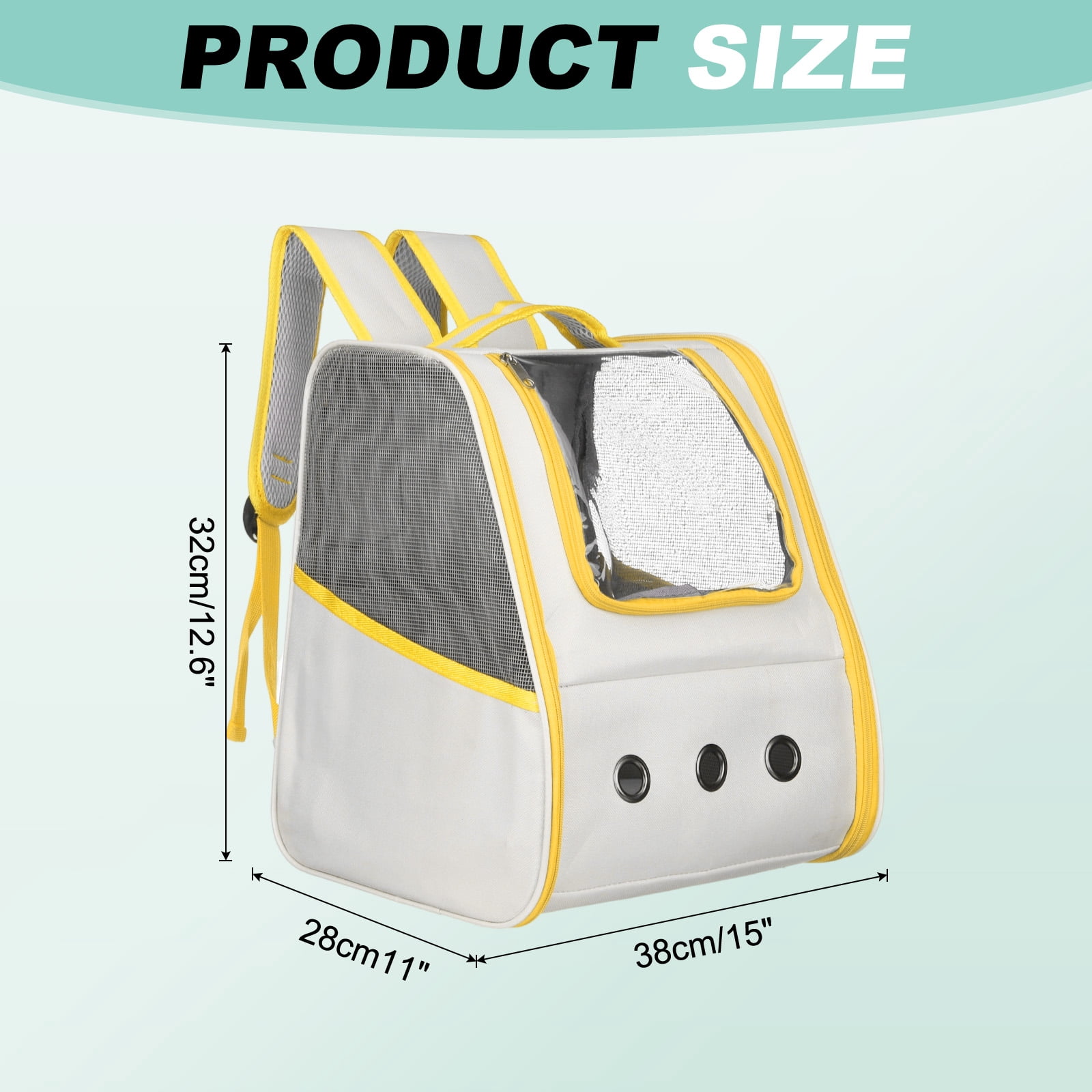 Uxcell Cat Backpack Carrier, Portable and Ventilated, Oxford Cloth for Cats or Small Dogs (Beige/Yellow, 12.6"x11"x15")