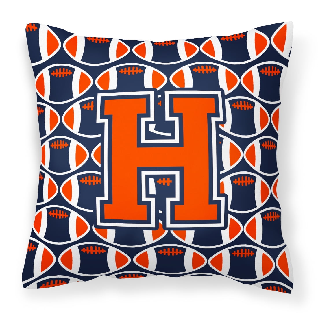 Letter H Football Orange, Blue and white Fabric Decorative Pillow ...