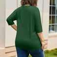thumbnail image 4 of Lenpel Women's Plus Size Tops 3/4 Length Sleeve Crew Neck Oversized T Shirts Soft Casual Tees Loose Tunic Blouses with Pockets(Army Green,5X-Large), 4 of 7
