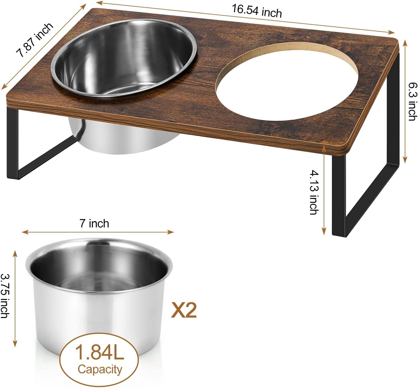 elevated dog bowl, large raised dog bowl rack, suitable for large, medium and small dogs