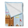 thumbnail image 2 of Children Soft Flannel Fleece Blanket, Video Game Background with Castle Leisure Hobby Activity Kids Youth Design, Cozy Plush for Indoor and Outdoor Use, 50" x 60", Pale Caramel Blue, by Ambesonne, 2 of 5