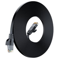 Cat6 Ethernet Cable 100ft, Black - Flat High-Speed Network Cables for Gaming, Streaming, Router, Modem, PC, PS5, Xbox - Durable & Space-Saving Design