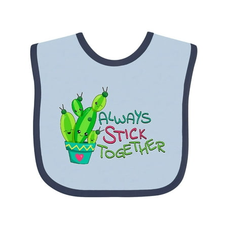 

Inktastic Always Stick Together- cute cactus Gift Baby Boy or Baby Girl Bib