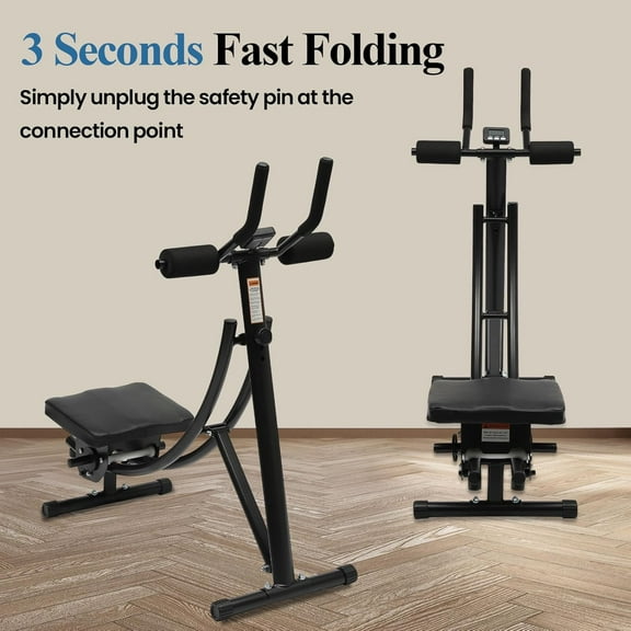 Ab Machine Abdominal Crunch Core Workout Equipment Foldable Exercise Ab Trainer Machine Coaster Abdominal/Core Fitness All Training Equipment Levels for Home & Gym