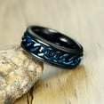 thumbnail image 6 of 8mm Black/Blue Chain Spinner AAA Bands Mens Stainless Steel Black Ring Size 6-13, 6 of 9