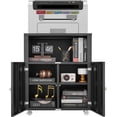 thumbnail image 3 of Metal Printer Stand with Storage Mobile File Cabinet on Wheels with Doors and Adjustable Shelf Rolling Printer Table Cart for Home Office Small Spaces Under Desk Printer Cabinet (Black), 3 of 6