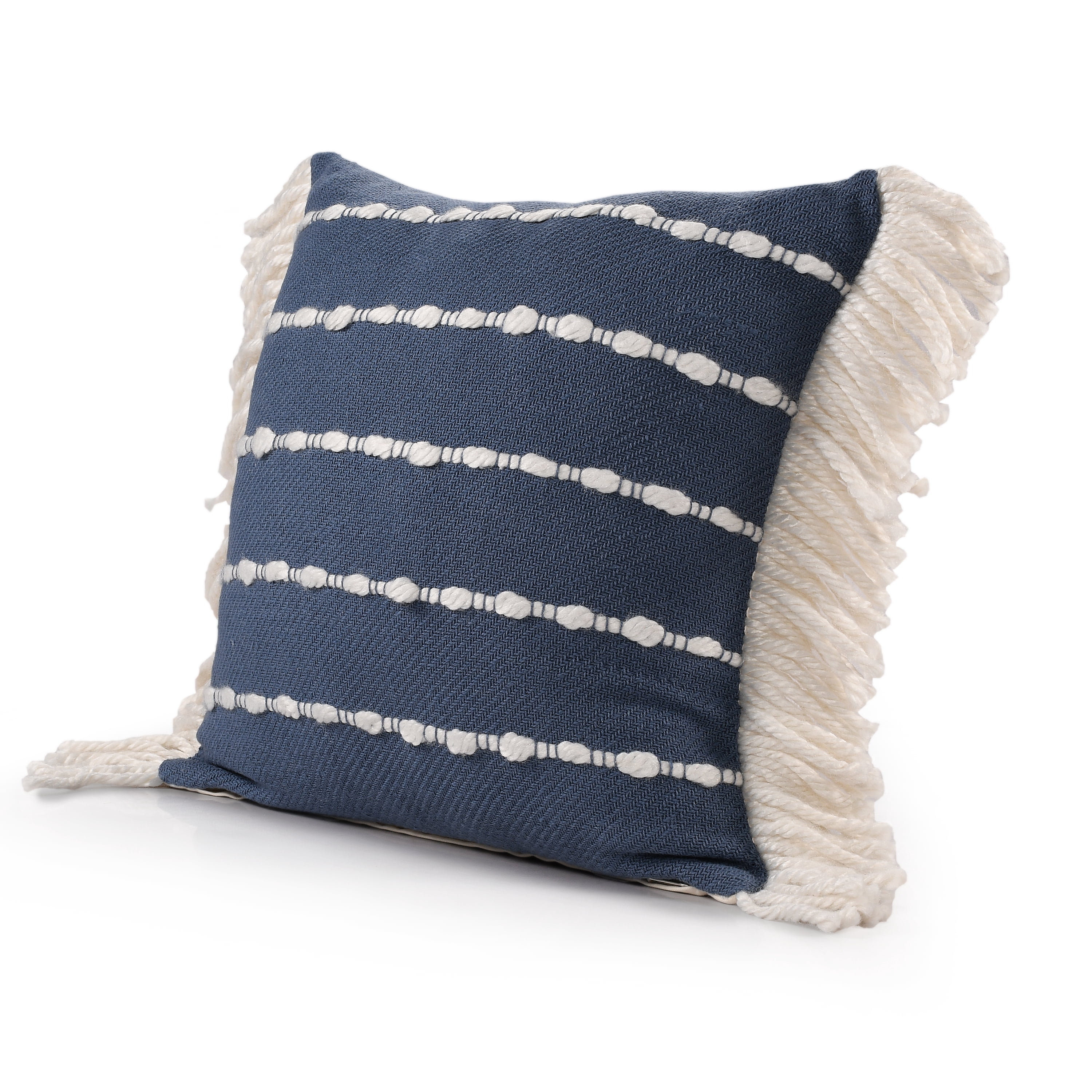 Harlow Hill Eva 20" x 20" Navy/Ivory Striped Cotton Blend Adult Decorative Throw Pillow Cover
