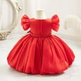 thumbnail image 2 of Toddler Girls Tulle Party Dress with Puff Sleeves and Belt Elegant Princess Birthday Outfit for Special Occasions, 2 of 3