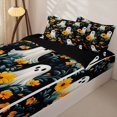thumbnail image 3 of Manfei Cartoon Skull Zipper Twin Comforter Sets with Fitted Sheet and 2 Pillowcases,Fall Turkey Print Halloween Zipper Bedding Set,Black Reversible,4-Piece, 3 of 7