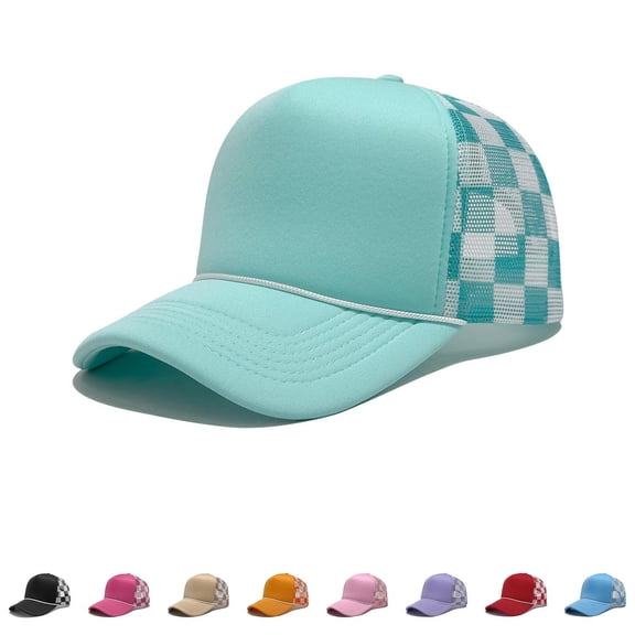 CHUMUD Baseball Cap for Women Summer Sun Hat Cute Plaid Beach Hat Adjustable Trucker Hat Outdoor Travel