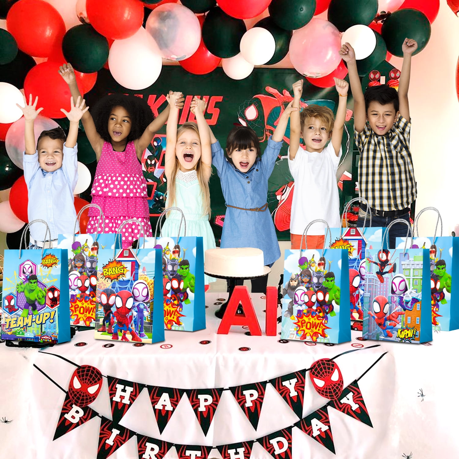 Spiderman and Friends Party Favor Bags - 16pcs Spiderman Themed Gift Bags, Celebrations Perfect for Kids, Goodie Bags