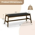 thumbnail image 3 of Costway 2 PCS 50" Long Solid Wood Dining Bench with Faux Leather Padded Seat Rubber Wood Frame, 3 of 10