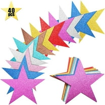 40 Pieces Glitter Star Cutouts Paper Star Confetti Cutouts for Bulletin Board Classroom Wall Party Decoration Supply, 5 Inches Length, 8 Colors