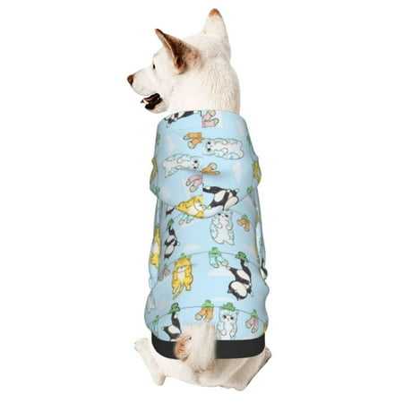 Haiem Cartoon Cat for Winter Dog Hoodie Sweatshirts with Pockets Warm Dog Clothes for Small Dogs Chihuahua-X-Small