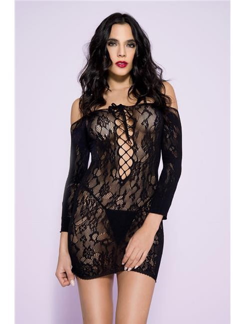 Music Legs Off The Shoulder Lace Up Chemise