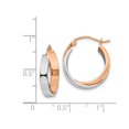 thumbnail image 4 of 14K Rose Pink and White Gold Polished Oval Hoop Earrings, 4 of 4