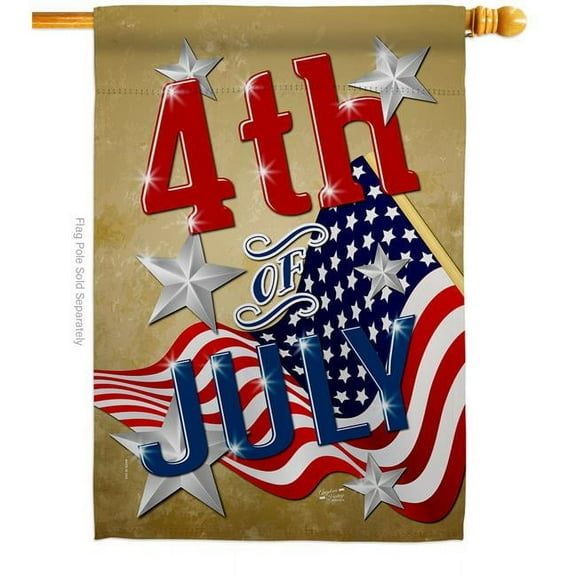 Angeleno Heritage H137072-BO 28 x 40 in. 4th of July American Fourth Vertical House Flag with Double-Sided Decorative Banner Garden Yard Gift