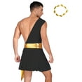 thumbnail image 2 of Linjinx Men's 2Pcs Festival Ancient Greek God Toga Outfit and Headwear Set for Toga Party Black L, 2 of 6