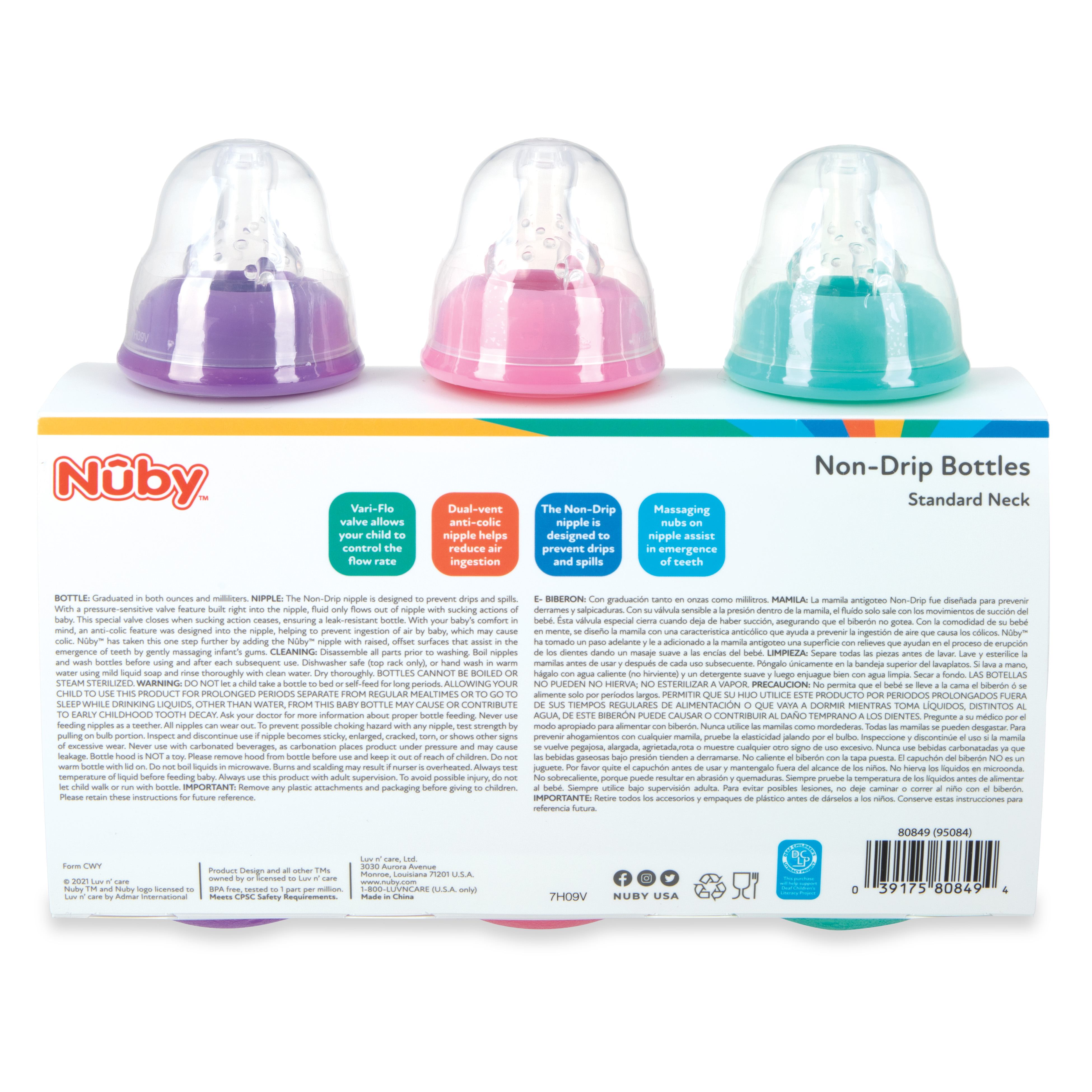 Nuby Non-Drip Standard Neck Baby Bottles, 10 oz, 3 Count photo 7