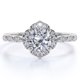 thumbnail image 1 of JeenMata Anillo de Compromiso con Halo de Diamantes Redondos Antiguos en Oro Blanco de 10 K, 1 of 6