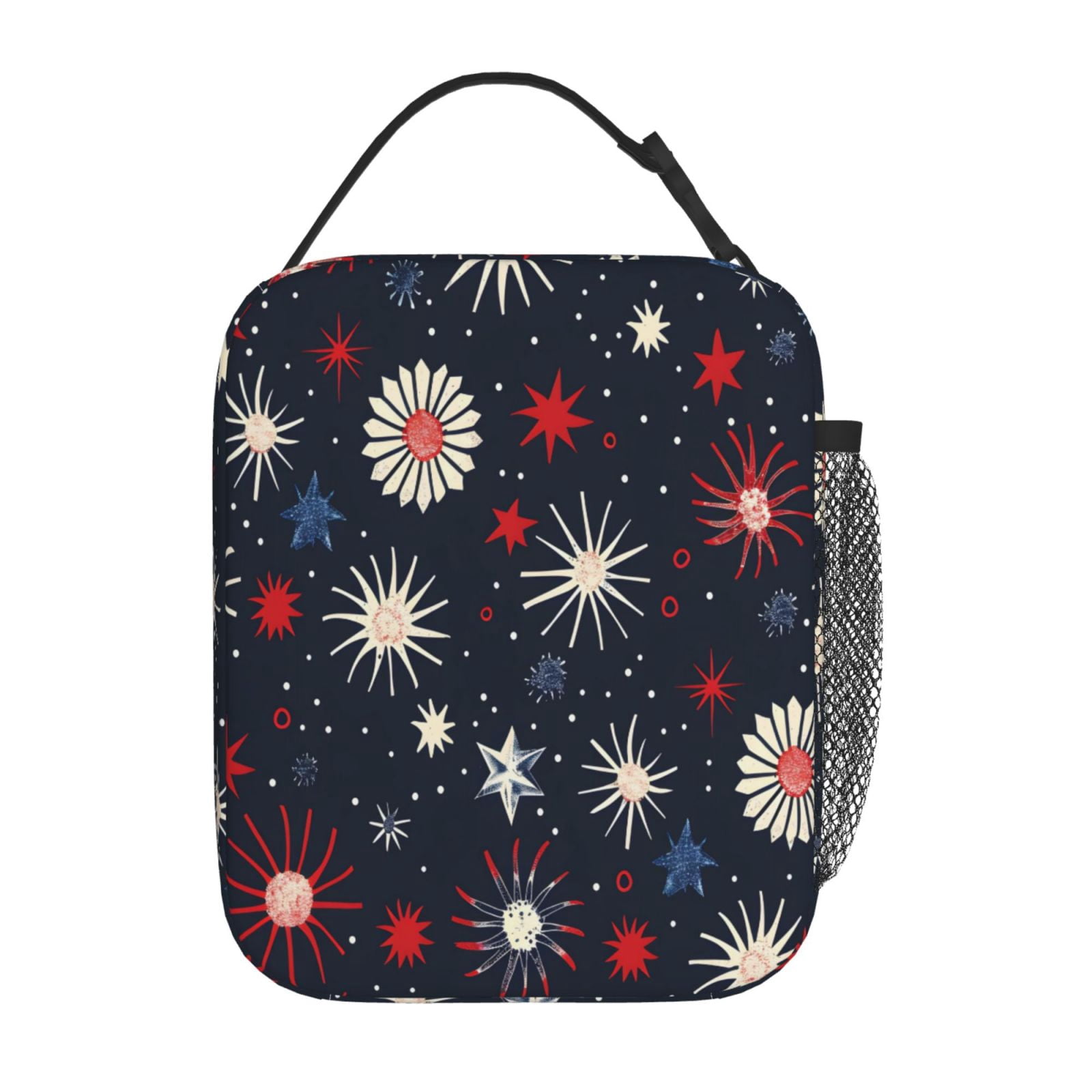 Lunch Bag For Women Men Insulated Portable Lunch Box Bento Box Office Picnic Travel Cooler Bag Independence Day Theme Star (7)
