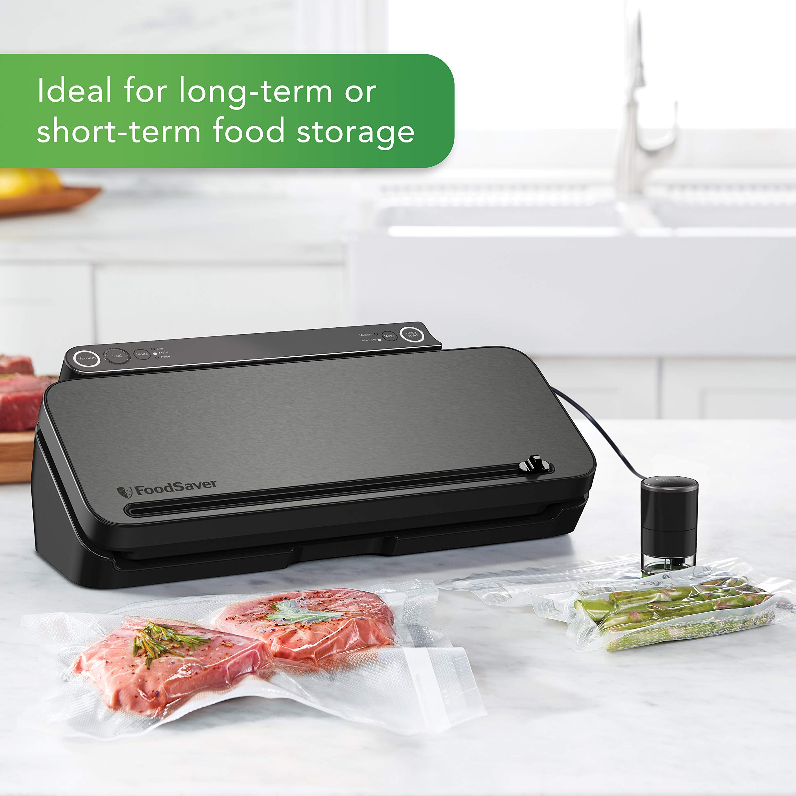 FoodSaver VS3150 Multi Use Vacuum Sealing Food Preservation System with Additional Roll Charcoal Stainless Steel Black - image 3 of 7