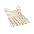 thumbnail image 4 of 2022 Robe Princesse Décontractée pour Bébé Fille Couleur Unie Col Carré Manches Volantées une-Pièce Rose/ Beige/ Kaki, 4 of 7