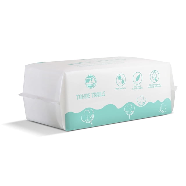 Tahoe Trails Toalla facial desechable Toallita suave y seca Sin pelusa Uso en seco y húmedo para pieles sensibles Tejido facial de algodón Eliminación de maquillaje Limpieza de superficies 7.87 * 7.87