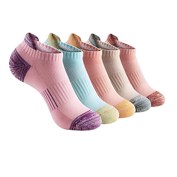 TELOLY 2026 New Womens Ankle Anti-Blister Thick Cushioned Gym Socks,Fashionable Wicking Athletic Running Socks 5 Pairs for Gym,Running,Walking,Yoga,Sports