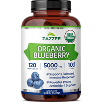 Zazzee USDA Organic Blueberry 10:1 Extract – 5000 mg – 120 Vegan Capsules – 4-Month Supply – Whole-Fruit Antioxidant Support – Vegan • Non-GMO • Made in USA
