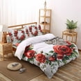 thumbnail image 3 of Floral Wreath Queen Size Comforter Set, Blossoming Rose Spring Red Flower Soft Bedding for All Seasons, 4 Pcs Bed Set with 1Comforter (90"x92") ,1 Sheet(94"x116"), 2 Pillowcases (19"x29"), 3 of 7