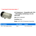 thumbnail image 2 of A/C Compressor - Compatible with 1994 - 1995 Cadillac DeVille Base 4.9L V8 VIN B OHV, 2 of 2