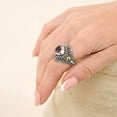 thumbnail image 2 of Natural Purple Amethyst Gemstone Real 925 Sterling Silver Fine Filigree Handmade Ethnic Tribal Unique Designer Modern Finger Ring For Women, Cocktail Fashion Jewelry, February Birthstone, Size O1/2, 2 of 3