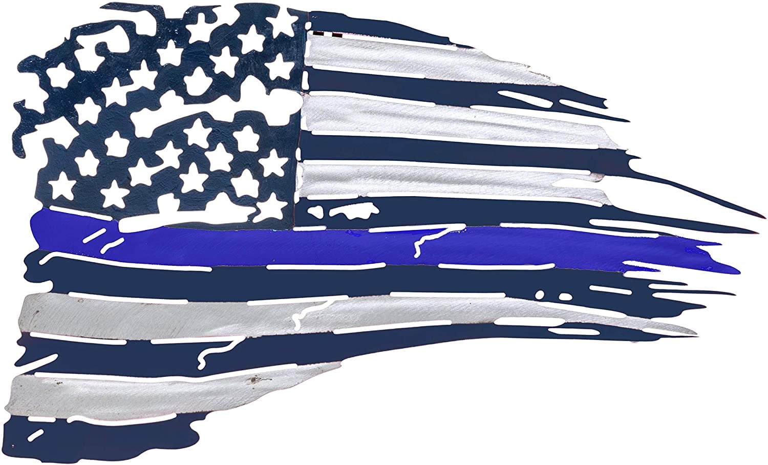 Metal American Flag Wall Decor Blue Line US Flag Metal Art Military