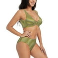 thumbnail image 2 of Kdxio Mardi Gras Purple Yellow Plaid Print Women's 2 Piece High Waisted Wrap Spaghetti Strap Summer Swimsuit Bikini Set-Large, 2 of 7