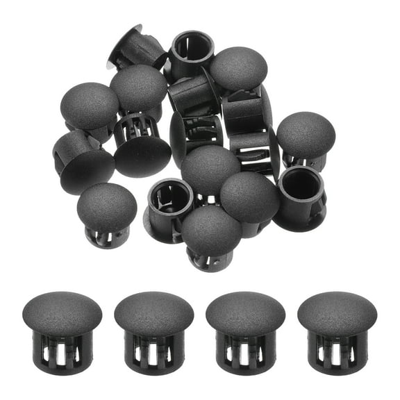 Uxcell 32Pcs 10mm(3/8') Black Round Hole Plugs Nylon Plastic Flush Type Hole Plug Insert End Cap for Locking Hole Tube