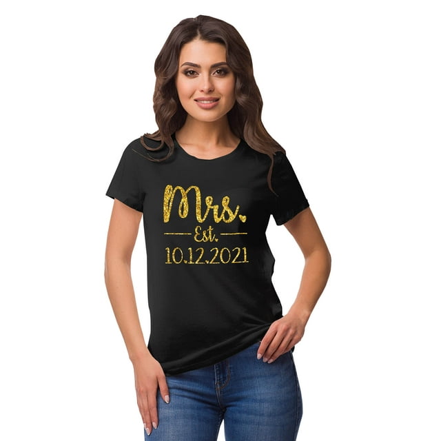Inkdotpot T-Shirt Personnalisé pour Femmes Mrs Annonce de Mariage Shirt-TT