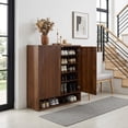 thumbnail image 4 of 24 Pair Shoe Storage Cabinet with Adjustable Shelves, Hidden Shoe Organizer for Entryway, Foyer, Hallway, Walnut Brown, 4 of 13
