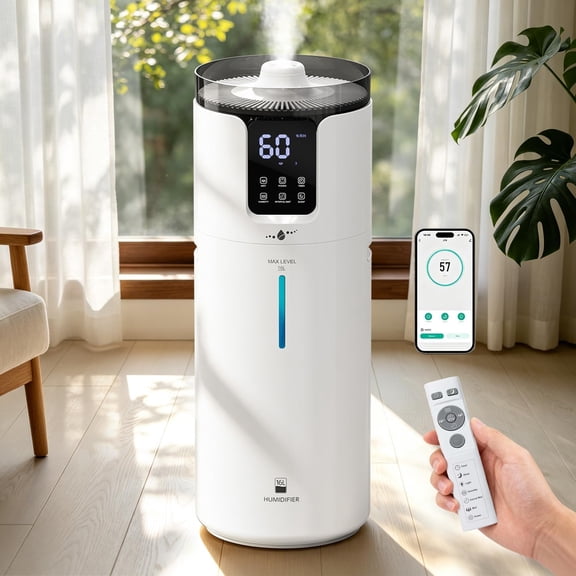 Lacidoll Smart Large Room 4.2 gal, Whole house Humidifier for Home 1500 sq.ft , Ultrasonic Cool Mist Humidifiers for Bedroom with App & Alex Control, White