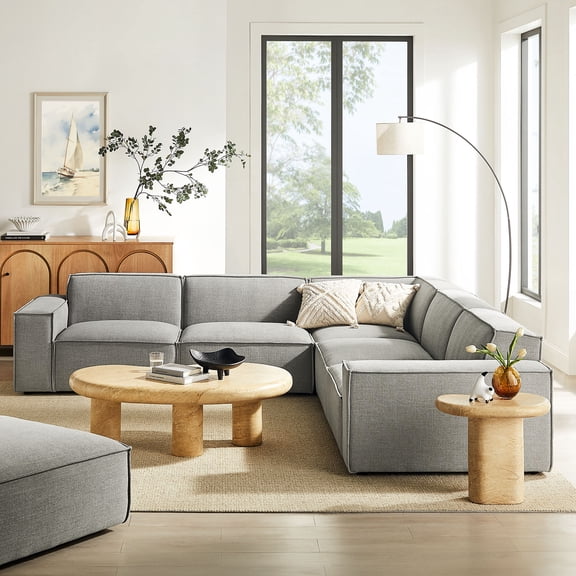 Restore 5-Piece Performance Fabric Upholstered Modular L-Shaped Sofa