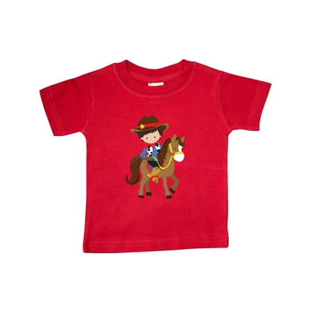 

Inktastic Little Cowboy Cowboy On Brown Horse Brown Hair Gift Baby Boy T-Shirt